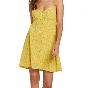 Volcom Flirty Breezy Lightweight Sundress Women’s Yellow Floral Summer Dress